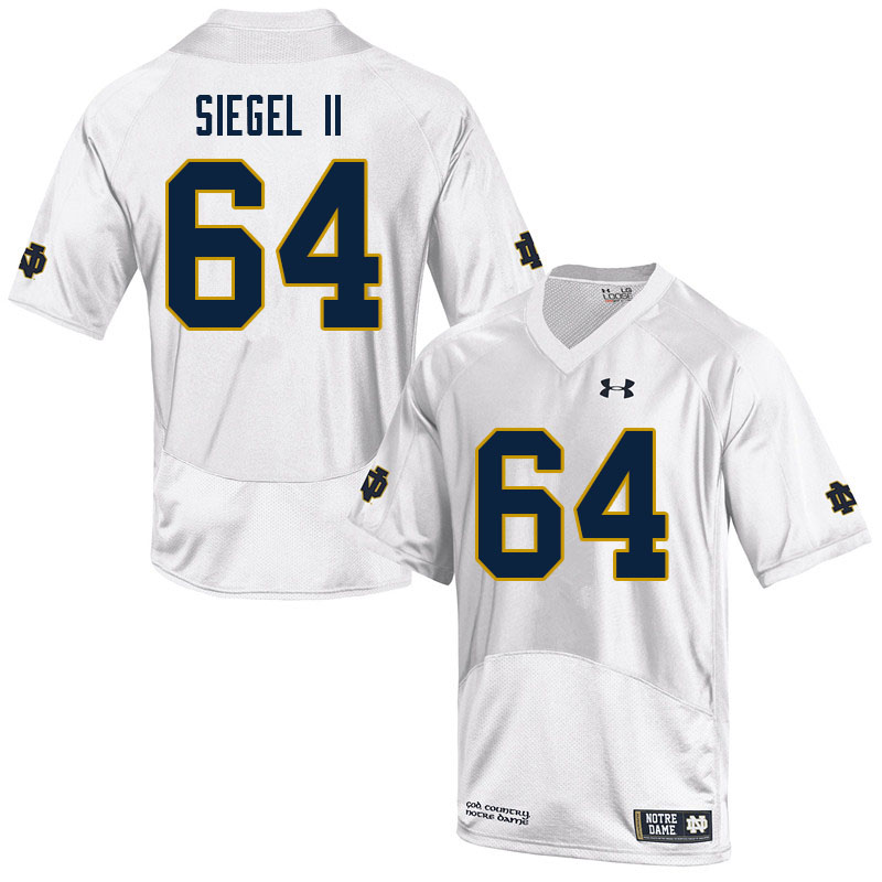 Men's NCAA Notre Dame Fighting Irish #64 Max Siegel II Stitched College Under Armour Authentic White Football Jersey KA10X36HY